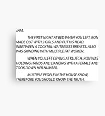Anonymous Letter Sammi Canvas Print
