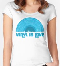 Blue Vinyl is love Women's Fitted Scoop T-Shirt
