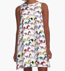 Off to the Horse Races Jockey Silks Pattern A-Line Dress
