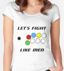 Arcade Stick: Let's Fight Like Men Women's Fitted Scoop T-Shirt