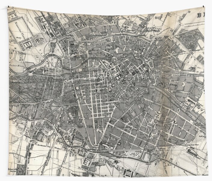 "Vintage Map of Berlin Germany (1870)" Tapestry by BravuraMedia  Redbubble