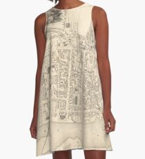 Vintage Karte von Perth Schottland (1851) A-Linien Kleid