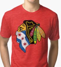 Blackhawks Chicago Flag Tri-blend T-Shirt
