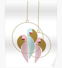 Abstract Pink & Blue Parrots Poster