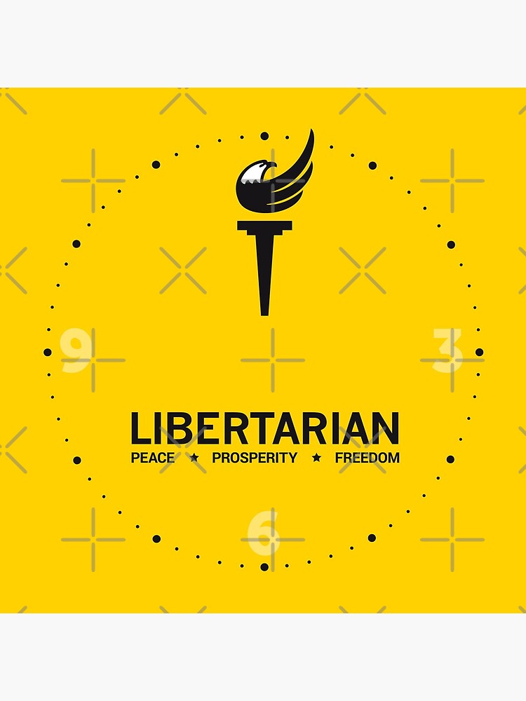 Libertarian Torch Eagle Freedom Capitalism with slogan peace, prosperity, freedom - black and yellow by iresist