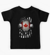 Canadian American Flag USA Canada Kids T-Shirt