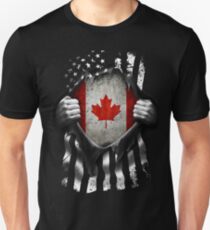 Kanadische amerikanische Flagge USA Kanada Slim Fit T-Shirt