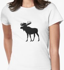 Moose (Black) Women's Fitted T-Shirt