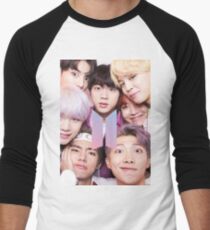 Camiseta ¾ bicolor para hombre BTS Group PHOTO Case / Poster ECT (Selfie) con logotipo