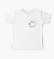 Funny cat Chibi Anime Kitten sitting in a Pocket Baby Tee