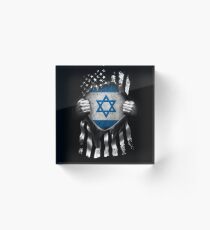 Israeli American Flag USA Israel Acrylic Block