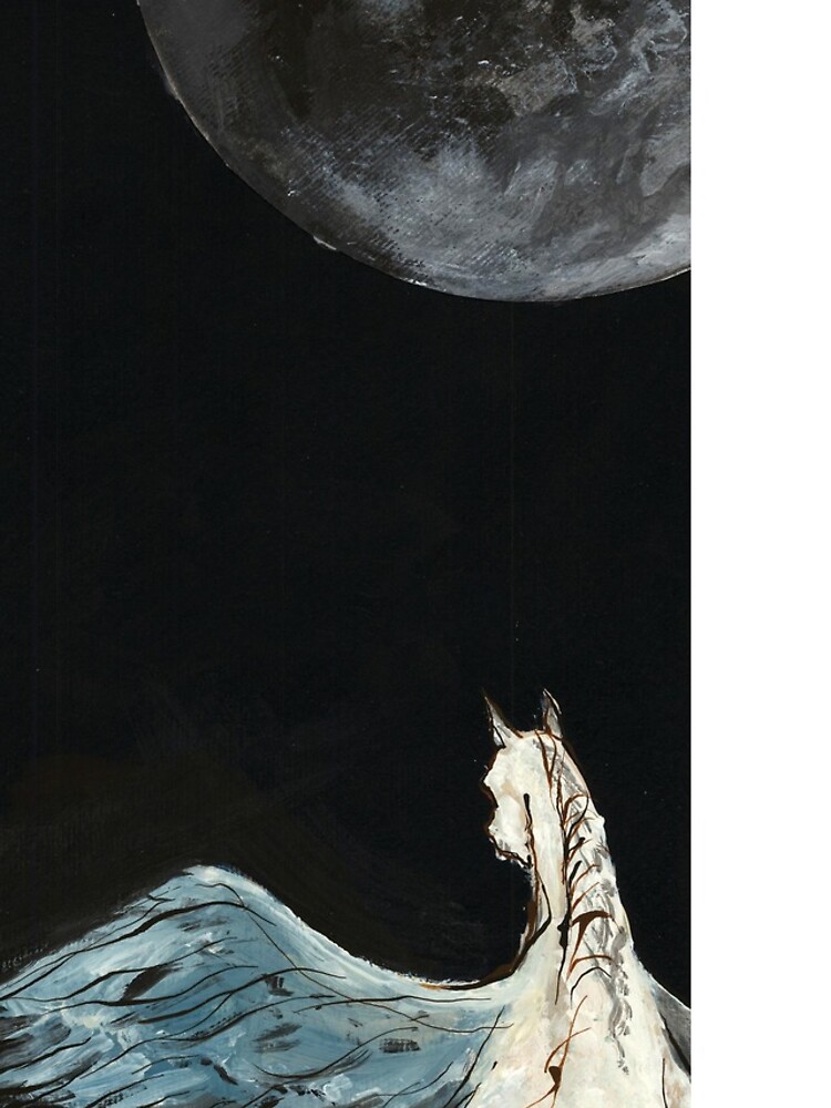 Horse flying to the moon Silver stream illustration by CatarinaGarcia