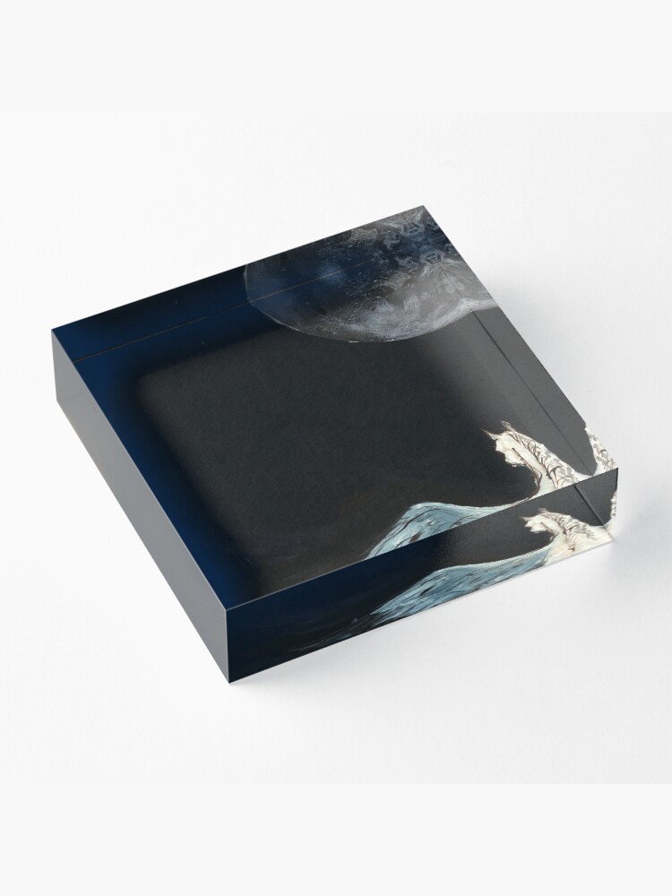 Alternate view of Horse flying to the moon Silver stream illustration Acrylic Block