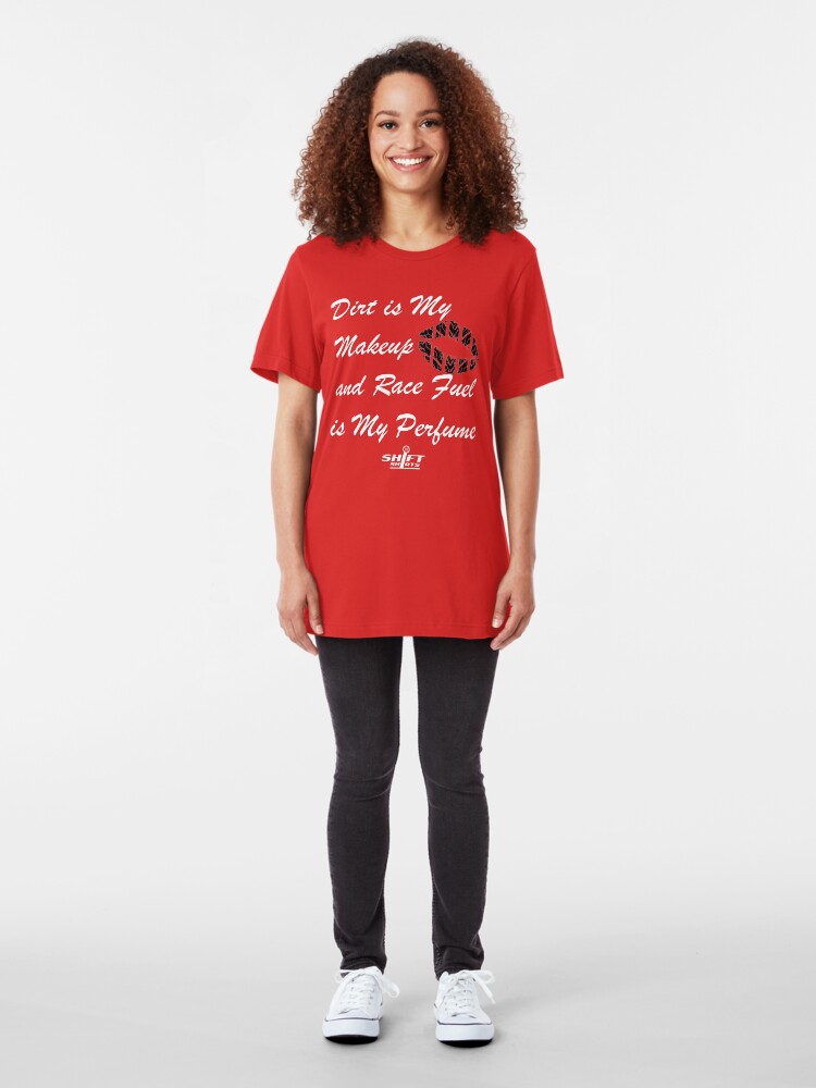 Alternate view of Shift Shirts Race Perfume - Female Racer Slim Fit T-Shirt