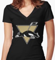 Funny Pittsburgh Penguin Logo Women's Fitted V-Neck T-Shirt