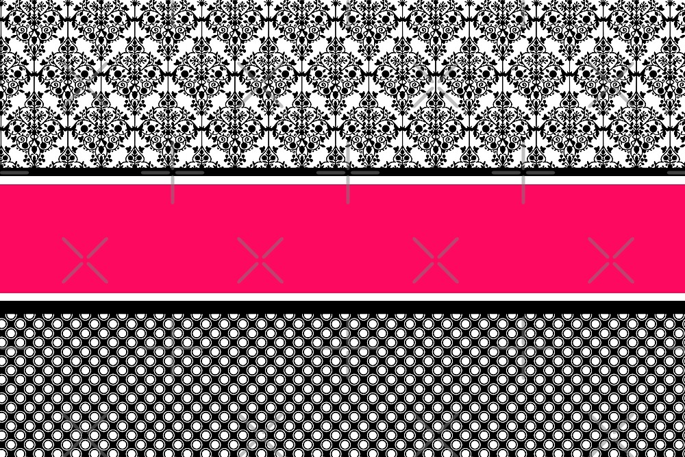 "hot pink damask" by gossiprag Redbubble