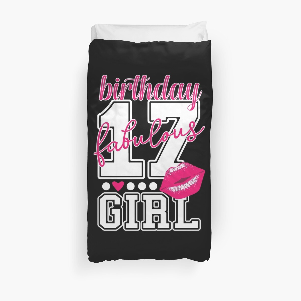 17th Birthday Girl Teenager Shirts Pink Kiss College Duvet Covers