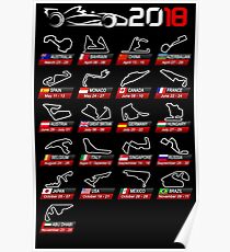 Calendar F1 2018 circuits sport Poster