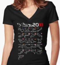 Calendar F1 2018 circuits Women's Fitted V-Neck T-Shirt