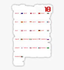 Calendar F1 2018 named circuits Sticker