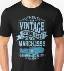 Vintage established since march 1999 Unisex T-Shirt