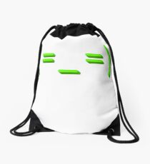 Tired kaomoji emoticon face Drawstring Bag
