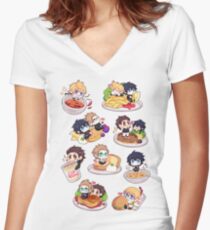 FFXV Chocobro Foodies Women's Fitted V-Neck T-Shirt