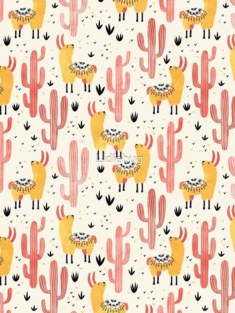 Yellow Llamas Red Cacti by Lidiebug