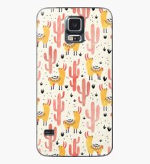 Gelbe Llamas rote Kakteen Hülle & Klebefolie für Samsung Galaxy