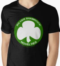 Silver Shamrock Novelties (SSN) Shirt - Traditional White Shamrock Design Men's V-Neck T-Shirt