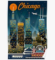 "CHICAGO" Vintage Travel Advertising Print Poster