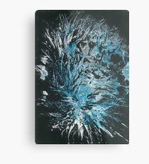 Aussie Polar Bear's Rear Paw Print in Blue & White on Black Metal Print