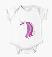 Unicorn. Cute magic cartoon fantasy animal. Long hair. Dream symbol. Design for children. One Piece - Short Sleeve