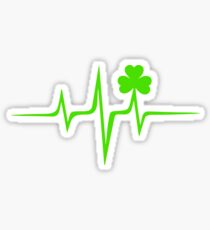 Music Pulse Irish, Frequency, Wave, Heartbeat, Shamrock Sticker