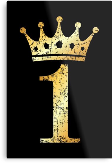 crown number 1 birthday anniversary ancient gold metal print by