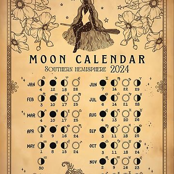 Poster for Sale avec l'œuvre « Calendrier des sorcières lunaires 2024  Événements d'astrologie » de l'artiste sierratruong