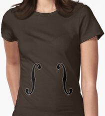 Upright Bass Guitar/Cello F-Holes Cutouts Women's Fitted T-Shirt