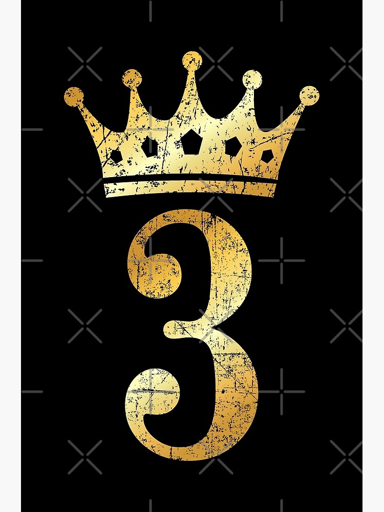 Crown Number 3 3rd Birthday Anniversary Ancient Gold Metal Print