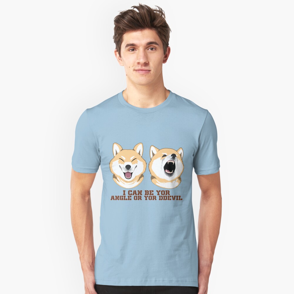 Funny Doge Meme Tee Angel Or Devil Slim Fit T Shirt