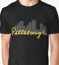Pittsburgh Skyline Cursive Graphic T-Shirt