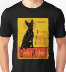 Funny American Hairless Terrier Cute Dog Chat Noir Mashup Art Design Unisex T-Shirt