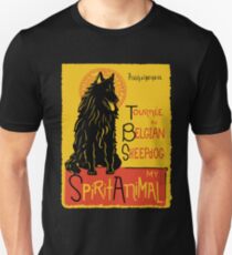 Funny Belgian Sheepdog Cute Dog Chat Noir Mashup Art Design Unisex T-Shirt
