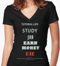 TUTORIAL LIFE Women's Fitted V-Neck T-Shirt