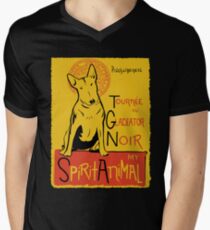 Camiseta para hombre de cuello en v Funny Bull Terrier Cute Dog Chat Noir Mashup Art Design