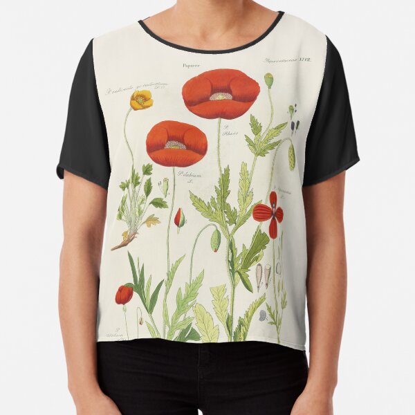 Botanical illustration: Poppy by David Dietrich – State Library Victoria Chiffon Top