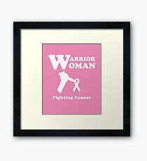 Warrior Woman Fighting Cancer Ribbon for Feminist Framed Print