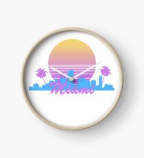 Retro Miami Skyline Clock