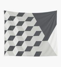 Gradient Cubes – Ebony Black / Warm Gray Wall Tapestry