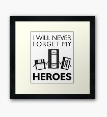 Never Forget VHS Floppy Disk Cassette Framed Print