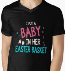 Lustige Schwangerschafts-Mitteilungs-Vati _ Ostern-Baby-Mitteilung T-Shirt mit V-Ausschnitt für Männer